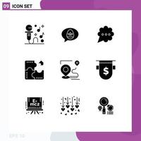 9 Creative Icons Modern Signs and Symbols of route puzzle bubble jigsaw application Editable Vector Design Elements