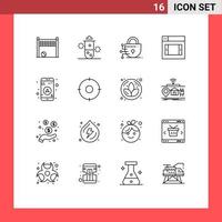 16 Universal Outline Signs Symbols of navigation gps thermal energy mobile web Editable Vector Design Elements