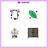 4 Creative Icons Modern Signs and Symbols of communication creative support quinn feather hands Editable Vector Design Elements