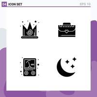 4 Thematic Vector Solid Glyphs and Editable Symbols of best voltmeter king love nature Editable Vector Design Elements