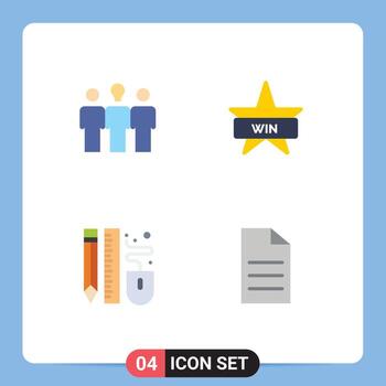 Editable Vector Line Pack of 4 Simple Flat Icons of coach mouse motivation insignia pencil Editable Vector Design Elements