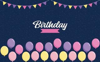 Happy Birthday lettering text banner with balloon Background vector