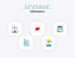 paquete de iconos planos de motivación 5 diseño de iconos. hora. amar. balance. corazón. brillante vector