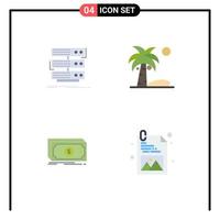 4 Universal Flat Icon Signs Symbols of server money database coconut transfer Editable Vector Design Elements