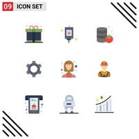 Group of 9 Modern Flat Colors Set for director business canned ui gear Editable Vector Design Elements