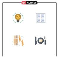 Group of 4 Flat Icons Signs and Symbols for bulb building idea lightbulb sweet Editable Vector Design Elements