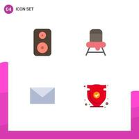 4 Thematic Vector Flat Icons and Editable Symbols of speaker security baby email protect Editable Vector Design Elements