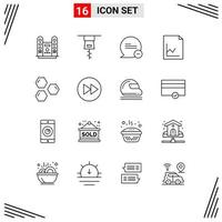 Pictogram Set of 16 Simple Outlines of space science less hexagon graph Editable Vector Design Elements