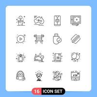 16 Universal Outline Signs Symbols of programing development app design wedding Editable Vector Design Elements