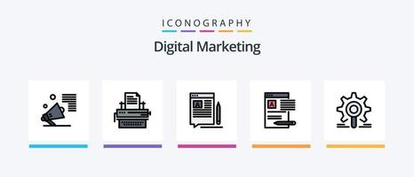 Digital Marketing Line Filled 5 Icon Pack Including data. user. news. money. funnel. Creative Icons Design vector