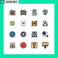 paquete de iconos de vectores de stock de 16 signos y símbolos de línea para joyas piedras preciosas veneno diamonf comida elementos de diseño de vectores creativos editables