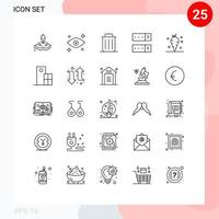 paquete de 25 líneas modernas, signos y símbolos para medios de impresión web, como la basura de zanahoria vegetal, protegen los elementos de diseño de vectores editables de inicio de sesión