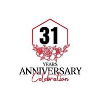 Logotipo de aniversario de 31 años, lujosa celebración de diseño de vectores de aniversario