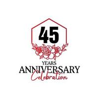 Logotipo de aniversario de 45 años, lujosa celebración de diseño de vectores de aniversario