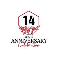 14 years anniversary logo, luxurious anniversary vector design celebration