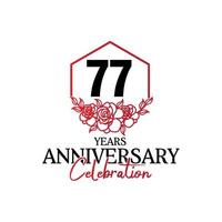 77 years anniversary logo, luxurious anniversary vector design celebration