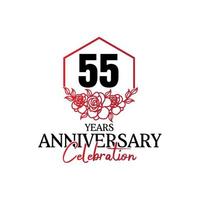 Logotipo de aniversario de 55 años, lujosa celebración de diseño de vectores de aniversario