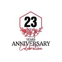 Logotipo de aniversario de 23 años, lujosa celebración de diseño de vectores de aniversario