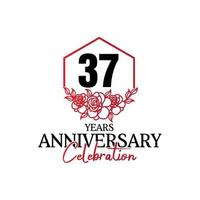 37 years anniversary logo, luxurious anniversary vector design celebration