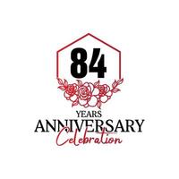 84 years anniversary logo, luxurious anniversary vector design celebration