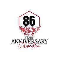 86 years anniversary logo, luxurious anniversary vector design celebration