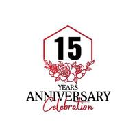 15 years anniversary logo, luxurious anniversary vector design celebration