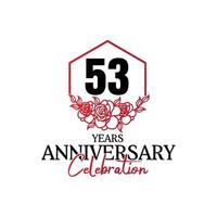 53 years anniversary logo, luxurious anniversary vector design celebration