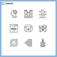 Group of 9 Modern Outlines Set for film search electricity page media Editable Vector Design Elements