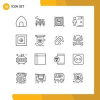 Outline Pack of 16 Universal Symbols of money person currency job employee Editable Vector Design Elements