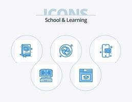 School And Learning Blue Icon Pack 5 Icon Design. . . notebook. education book. puzzle vector