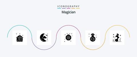 Magician Glyph 5 Icon Pack Including smoke. skull. accessories. ritual. knife vector