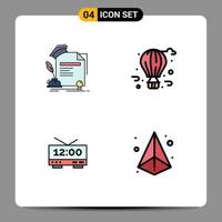 4 Creative Icons Modern Signs and Symbols of certificate clock award balloon time Editable Vector Design Elements