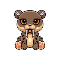 Cute little smilodon cartoon sitting vector