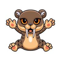 Cute little smilodon cartoon posing vector