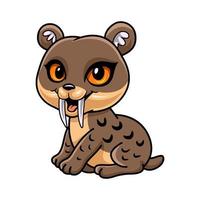 Cute little smilodon cartoon sitting vector