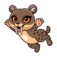 Cute little smilodon cartoon flying vector