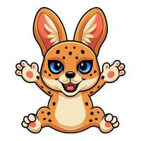 Cute serval cat cartoon sitting vector