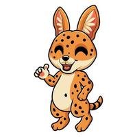 Cute serval cat cartoon giving thumbs up vector