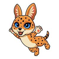 dibujos animados lindo gato serval volando vector
