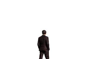 Miniature Businessman on white background And space for text photo