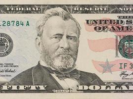 Portrait of former U.S. president Ulysses Grant. macro from 50 dollars photo