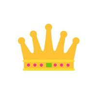 Crown of king icon. Queen golden tiara. Medieval attribute of monarch. Symbol of success and victory, awards. Flat cartoon vector