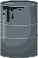 Barrel of oil. Combustible fossil fuel. Petroleum packaging. Black Tank with gasoline. Resource-based economy and industry. vector