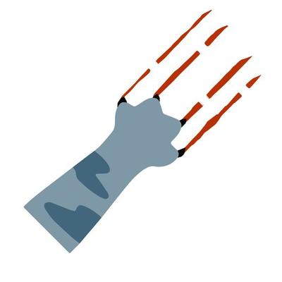 Cat foot. Scratch with blood trail. Aggression and injuries. Evil behavior of pet - Cartoon flat illustration