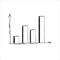 gráfico de crecimiento empresarial y columnas. analítica y análisis de datos. gráfico de garabatos. esquema boceto ilustración de dibujos animados vector