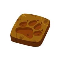 huella de lobo en el suelo. suelo marrón con pie. mundo salvaje y animal. pata de perro ilustración de dibujos animados vector