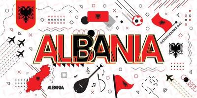 albania elements background memphis style, to commemorate the big day in the country of albania vector