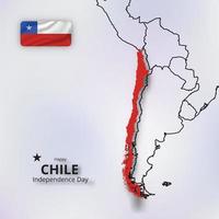 happy independence day of chile, combination map and flag design vector