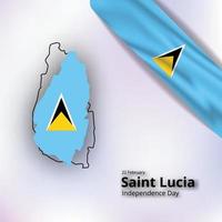 feliz día de la independencia de santa lucía, mapa combinado y diseño de bandera vector