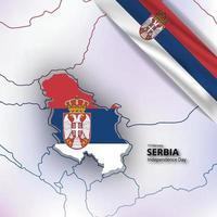 feliz día de la independencia de serbia, mapa combinado y diseño de bandera vector